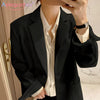 Aelegantmis Women Solid Color Single Breasted Casual Blazers Jackets Office Lady Work Suit Coat Ladies Basic Pocket Outerwear