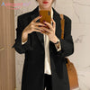 Aelegantmis Women Solid Color Single Breasted Casual Blazers Jackets Office Lady Work Suit Coat Ladies Basic Pocket Outerwear