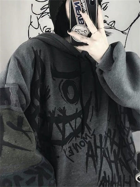 Aesthetic Hoodie Emo Sweatshirt Grunge Harajuku Anime Hip Hop Oversized Tops Punk Female Long Sleeve Gothic Clothes Kpop Hoodies