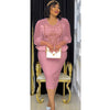 African Women Dresses Elegant 2PCS Beadeds Tops and Skirts Formal Party Outfits Ladies Autumn Clothes