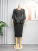 African Women Dresses Elegant 2PCS Beadeds Tops and Skirts Formal Party Outfits Ladies Autumn Clothes