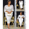 African Women Dresses Elegant 2PCS Beadeds Tops and Skirts Formal Party Outfits Ladies Autumn Clothes