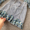Age reduction suit spring 2022 female design sense floral puff sleeve stitching denim jacket short skirt