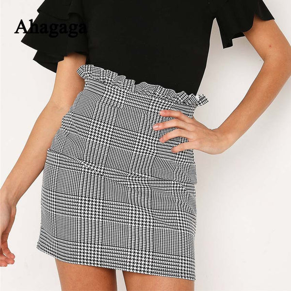 2022 Summer Autumn Sexy Skirt Women Bottoms Fashion plaid A-line Ruffles Sexy Club Regul Outwe Women Skirts female
