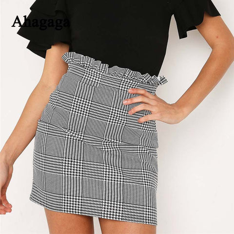 2022 Summer Autumn Sexy Skirt Women Bottoms Fashion plaid A-line Ruffles Sexy Club Regul Outwe Women Skirts female