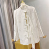 Ailigou 2022  Bright Diamond Bow White Designer Suit Jacket Female Short Skirt Sexy Party Suit 2022