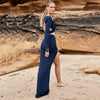 Ailigou 2022 Summer Women'S 2-Piece Two-Piece Sexy Long-Sleeved Top And Mid-Length Skirt Celebrity Party Casual Suit