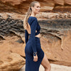 Ailigou 2022 Summer Women'S 2-Piece Two-Piece Sexy Long-Sleeved Top And Mid-Length Skirt Celebrity Party Casual Suit