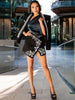 Ailigou 2023 Fall Women's   Diamond Beaded Two Piece Skinny Sexy Cardigan Celebrity Party Set