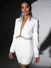 Ailigou 2023 Ladies Sexy Long Sleeve V Black White Diamond Crystal Two Piece Mini Suit Celebrity Designer Evening Dress Set