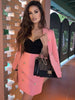 Ailigou 2023 Pink Suit Women'S Casual Suit Jacket + Short Skirt Suit Sexy Double-Breasted Women'S Two-Piece Set