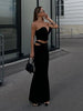 Ailigou 2023 Summer Women's Black White Celebrity Party 2 Piece Cutout Bodysuit Set Strapless V Neck Party Club Bandage Set