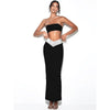 Ailigou 2023 Summer Women's Sexy One Shoulder Shiny Diamond White Black Two Piece Long Bandage Suit Celebrity Party Set