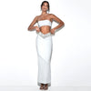 Ailigou 2023 Summer Women's Sexy One Shoulder Shiny Diamond White Black Two Piece Long Bandage Suit Celebrity Party Set