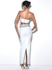 Ailigou 2023 Summer Women's Sexy One Shoulder Shiny Diamond White Black Two Piece Long Bandage Suit Celebrity Party Set