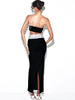 Ailigou 2023 Summer Women's Sexy One Shoulder Shiny Diamond White Black Two Piece Long Bandage Suit Celebrity Party Set