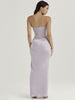 Ailigou 2023 Summer Women's Sexy Skinny Strapless Pleated Two Piece High Split Long Suit Celebrity Party Set