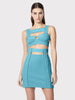 Ailigou 2023 Summer Women's Sexy Cutout Blue Backless Mini Tight Bandages 2 Piece Set Elegant Evening Club Party Clothing