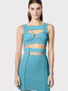 Ailigou 2023 Summer Women's Sexy Cutout Blue Backless Mini Tight Bandages 2 Piece Set Elegant Evening Club Party Clothing