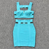 Ailigou 2023 Summer Women's Sexy Cutout Blue Backless Mini Tight Bandages 2 Piece Set Elegant Evening Club Party Clothing