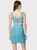 Ailigou 2023 Summer Women's Sexy Cutout Blue Backless Mini Tight Bandages 2 Piece Set Elegant Evening Club Party Clothing