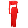 Ailigou 2023 Women's Short Top Bandage Set Long Sleeve Sexy Tight Red Two Piece Hip Wrap Skirt Celebrity Party Fall 2 Piece Suit