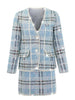 Ailigou Autumn 2023  Women's Plaid Skirt Slim Tweed Jacket+Half Skirt Beaded V-Neck Two Piece Set