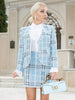 Ailigou Autumn 2023  Women's Plaid Skirt Slim Tweed Jacket+Half Skirt Beaded V-Neck Two Piece Set