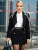 Ailigou Blazer Mini Skirt Black Two-Piece Female Beaded Diamond High Waist Sexy Two-Piece Suit 2023 Autumn Streetwear