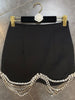 Ailigou Blazer Mini Skirt Black Two-Piece Women Beaded Tassel High Waist Sexy Two-Piece Suit 2023 Summer Streetwear