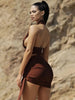 Ailigou Hanging Neck Sexy Deep V Neck Cutout Bandage Bodycon Suit Skirt 2023 Celebrity Party Suit