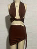 Ailigou Hanging Neck Sexy Deep V Neck Cutout Bandage Bodycon Suit Skirt 2023 Celebrity Party Suit