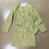 Ailigou Summer Lady Rhinestone Button Sequined Woolen Long Sleeve Jacket + Sling + Skirt 3-piece Sexy Banquet Set