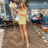 Ailigou Summer Lady Rhinestone Button Sequined Woolen Long Sleeve Jacket + Sling + Skirt 3-piece Sexy Banquet Set