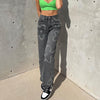 Alan Vintage Heart Printed Y2K Baggy Jeans Women High Waist Harajuku Aesthetic Mom Jeans Denim Sterrtwear 90S Trousers