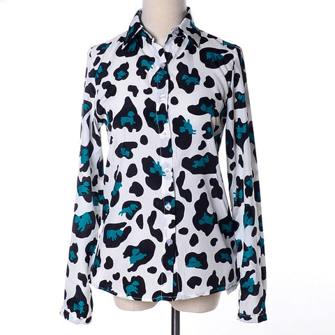 AliExpress Blusas Europe US Camisa Feminina Women Blouses New Slim Wild Leopard Blusa Lapel long-sleeved Shirt Vestidos LHc931