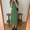 Alien Kitty 2023 Elegant O-Neck French Office Lady Solid Streetwear Puff Sleeve Retro Summer Sweet Long Dresses Vestidos