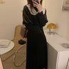 Alien Kitty 2022 Women French Retro Solid Dress Velvet Loose Gentle Short Sleeves Elegant Long Chic Female Clothe