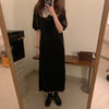 Alien Kitty 2022 Women French Retro Solid Dress Velvet Loose Gentle Short Sleeves Elegant Long Chic Female Clothe