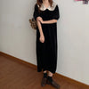 Alien Kitty 2022 Women French Retro Solid Dress Velvet Loose Gentle Short Sleeves Elegant Long Chic Female Clothe
