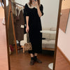 Alien Kitty 2022 Women French Retro Solid Dress Velvet Loose Gentle Short Sleeves Elegant Long Chic Female Clothe