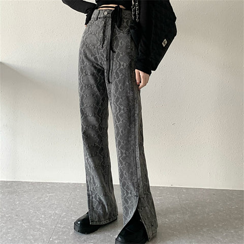 Alien Kitty Animal Printed Jeans Denim Pants Chic Slim Plus Size Loose Cowboy High Waist 2022 OL Autumn Straight Trousers