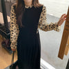 Alien Kitty Black Stand Patchwork Flare Sleeve Long Dress 2022 Velvet Chic Florals Stylish Autumn Elegant Retro Women Lady Robe