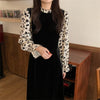 Alien Kitty Black Stand Patchwork Flare Sleeve Long Dress 2022 Velvet Chic Florals Stylish Autumn Elegant Retro Women Lady Robe