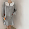 Alien Kitty Female Autumn Long Sleeves Dress Vestidos Peter Pan Collar Lace Romantic Women Loose Elegant Clothe