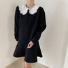 Alien Kitty Female Autumn Long Sleeves Dress Vestidos Peter Pan Collar Lace Romantic Women Loose Elegant Clothe