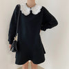 Alien Kitty Female Autumn Long Sleeves Dress Vestidos Peter Pan Collar Lace Romantic Women Loose Elegant Clothe
