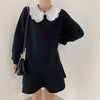 Alien Kitty Female Autumn Long Sleeves Dress Vestidos Peter Pan Collar Lace Romantic Women Loose Elegant Clothe