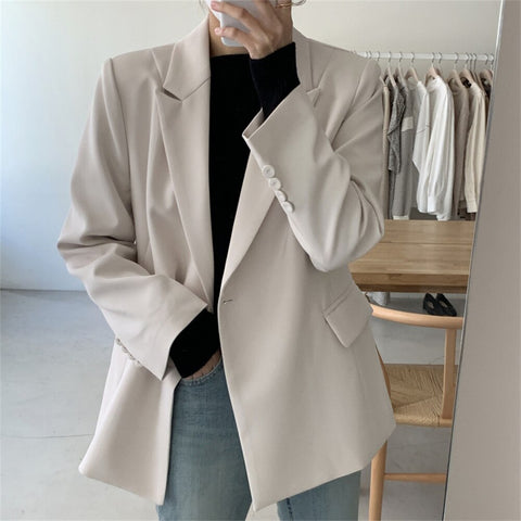 Alien Kitty Blazer High Street Loose Vintage Office Lady Casual Jacket 2022 Minimalist Autumn Chic Women Elegant OL Tops