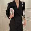 Alien Kitty Notched Solid Work Wear Long Dress Chic Autumn 2022 Office Lady All Match Casual Streetwear Vintage Vestidos